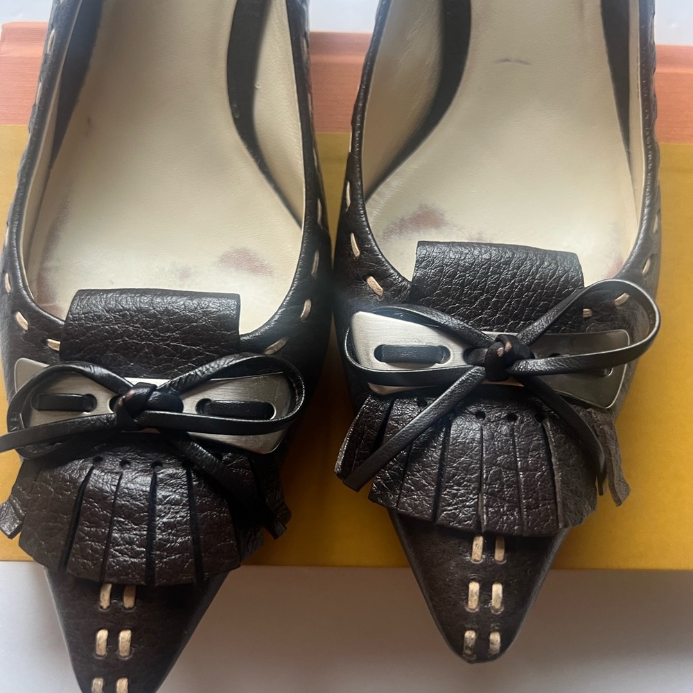 Cole Haan Espresso Bow Slingback Heels - Picture 6 of 11